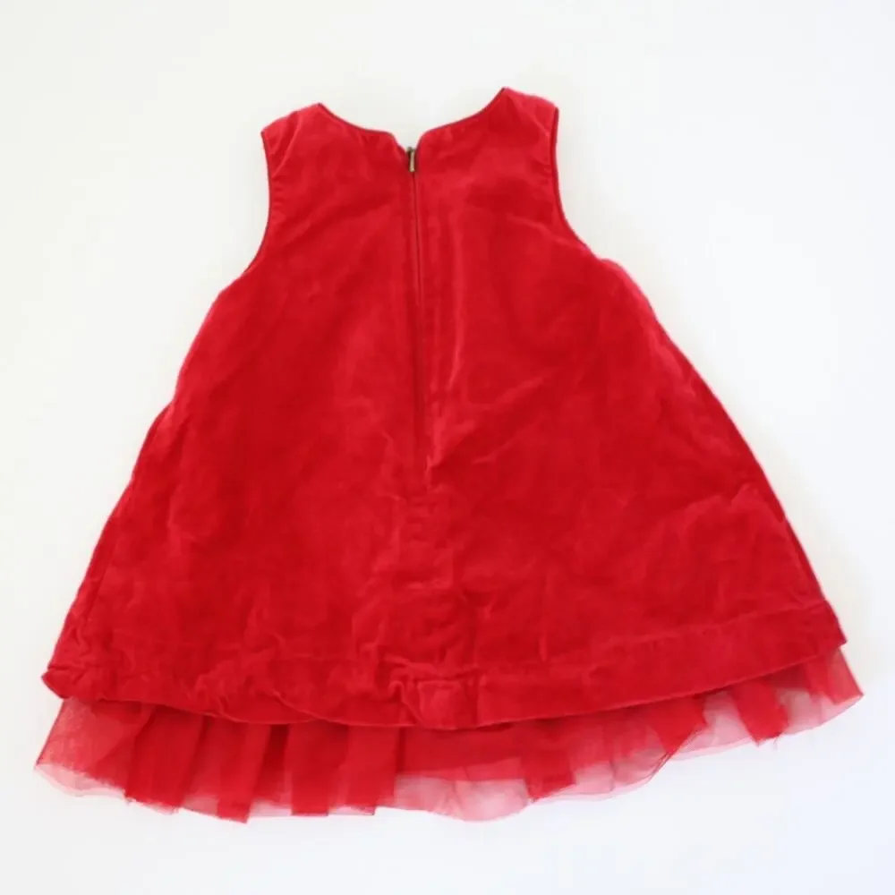 The Children's Place Dress Baby Girls Size 12m Red Velvet Tulle Christmas